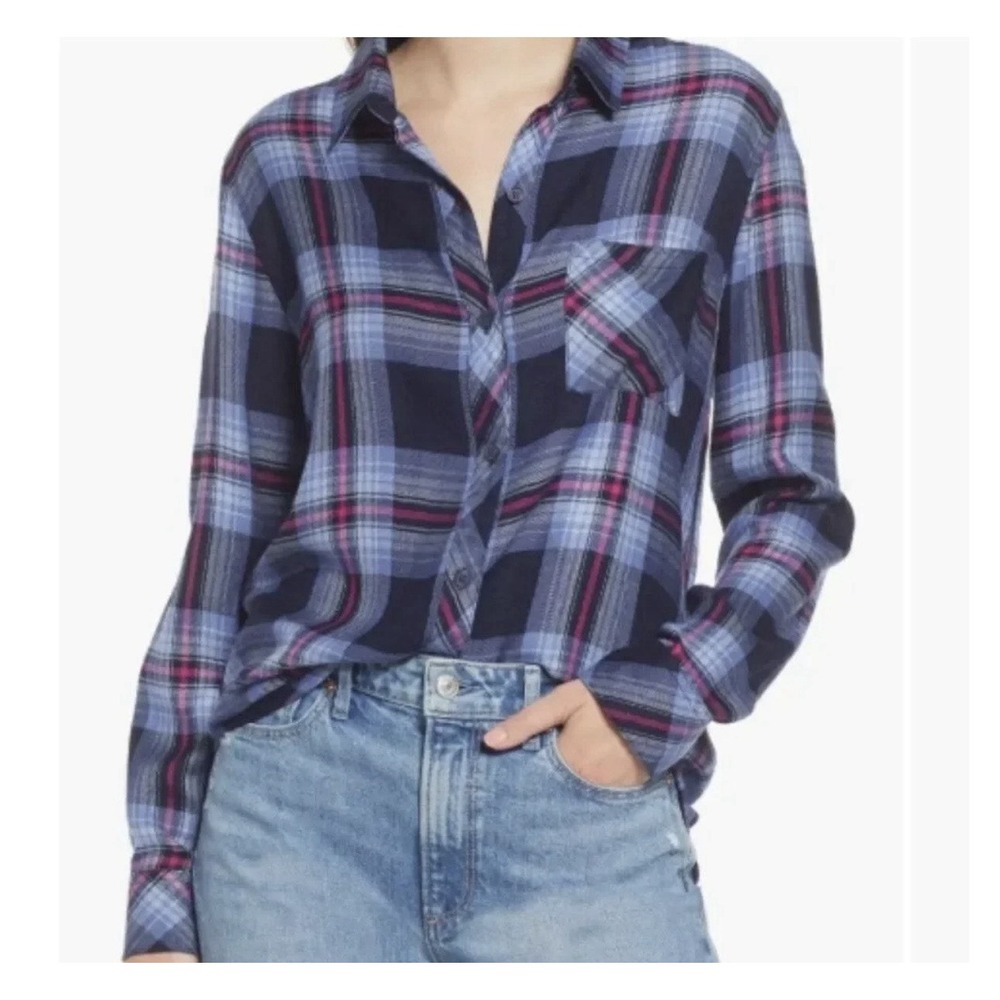 New Rails Hunter Flannel Shirt Top Womens Medium Plaid Long Sleeve Cozy